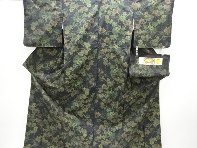 JAPANESE KIMONO / DORO OSHIMA TSUMUGI / WOVEN  IVY LEAVES